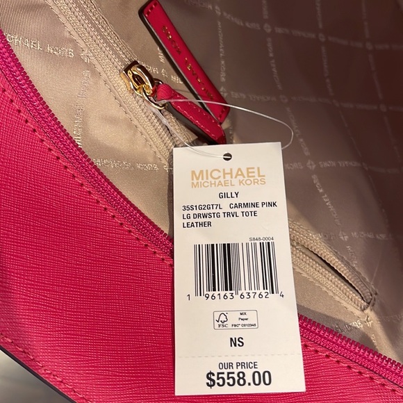 Michael Kors Gilly Large Drawstring Travel Leather Top Zip Tote
Carmine Pink
NWT - Picture 14 of 16